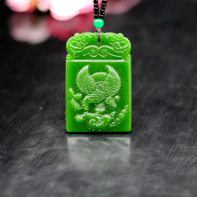Natural Green Jade Eagle Pendant Necklace Carved Jadeite Chinese Hand-Carved Fashion Charm Jewellery Amulet Gifts for Men Women
Natural Green Jade Eagle Pendant Necklace Carved Jadeite Chinese Hand-Carved Fashion Charm Jewellery Amulet Gifts for Men Women