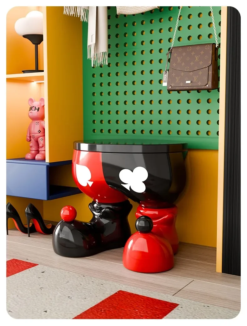 Creative clown shoe-changing stool large floor-standing ornaments high-end home living room storage decorations Creative clown shoe-changing stool large floor-standing ornaments high-end home living room storage decorations