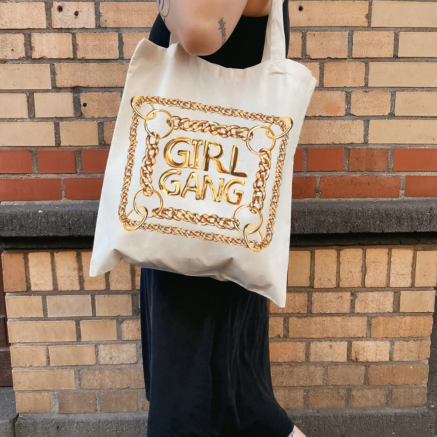 BLINGPAW Canvas Tote Bag Girl Gang Chain Fashion Letter Print Funny 100% Cotton Reusable Shopping Bags Eco Bolsa
BLINGPAW Canvas Tote Bag Girl Gang Chain Fashion Letter Print Funny 100% Cotton Reusable Shopping Bags Eco Bolsa