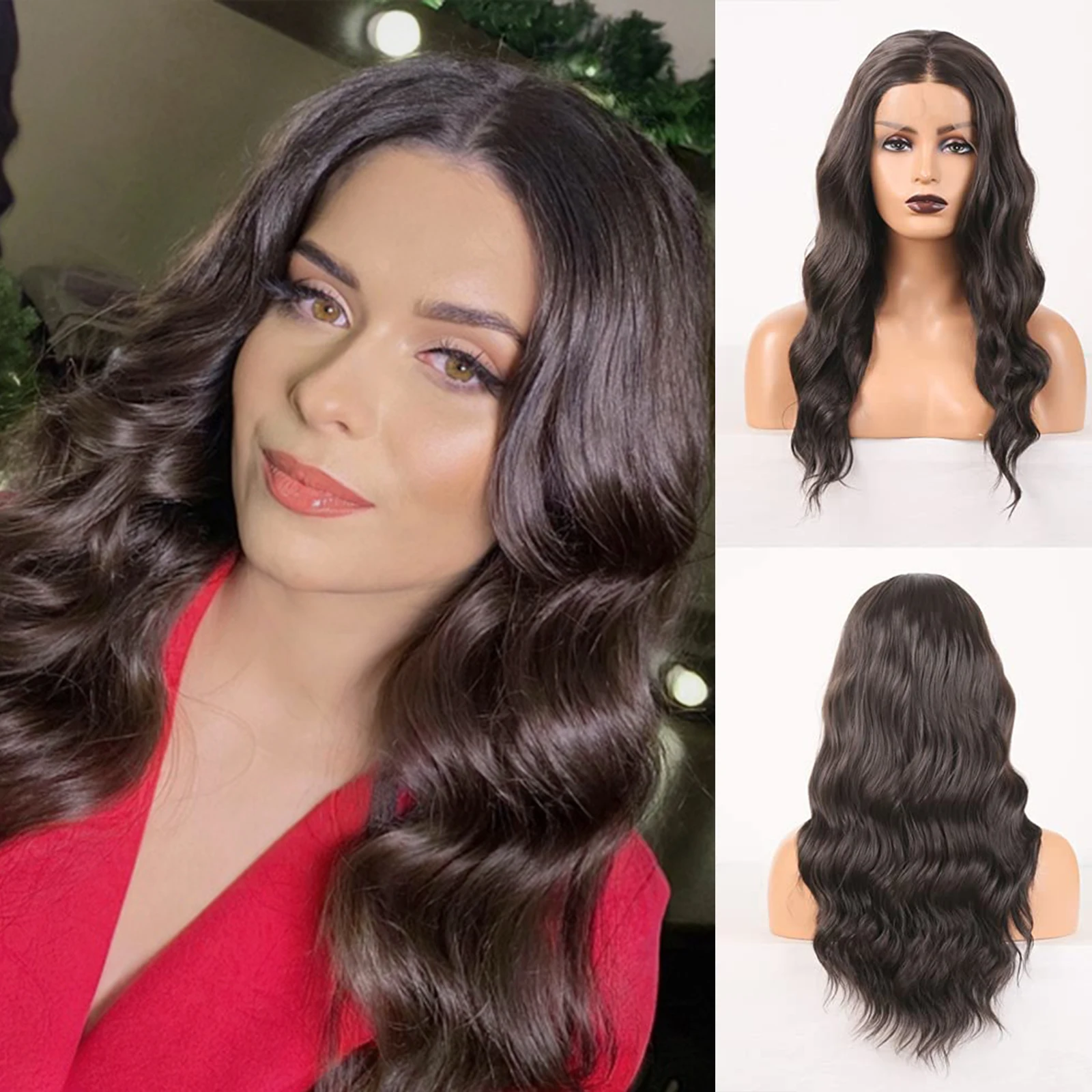 RONGDUOYI Dark Brown Body Wave Synthetic Lace Front Wigs Middle Part Long Wavy Fiber Hair Lace Frontal Daily Makeup Women Wig
RONGDUOYI Dark Brown Body Wave Synthetic Lace Front Wigs Middle Part Long Wavy Fiber Hair Lace Frontal Daily Makeup Women Wig