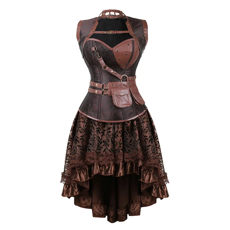 

Сексуальное женское готическое платье-корсет в викторианском стиле стимпанк, винтажные Корсеты с оборками и бюстье с юбкой, Женский костюм на Хэллоуин