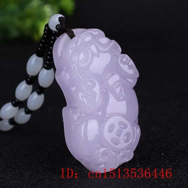 

Fashion violet Jade pixiu Pendant Necklace Jewellery Chinese Hand-Carved Relax Healing Women Man Luck Gift Free Rope