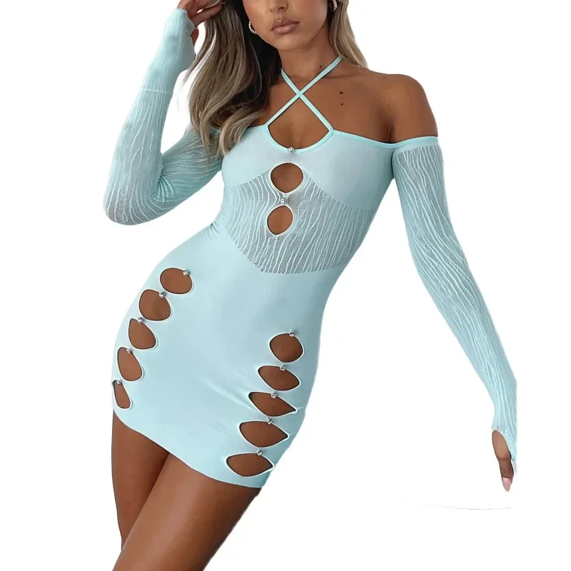 Women's Sexy Mesh Dress Cover Up Midi Long Sleeved Hanging Collar Street Party Spring and Autumn New Casual Wrap Cut Dress YDL48
Women's Sexy Mesh Dress Cover Up Midi Long Sleeved Hanging Collar Street Party Spring and Autumn New Casual Wrap Cut Dress YDL48