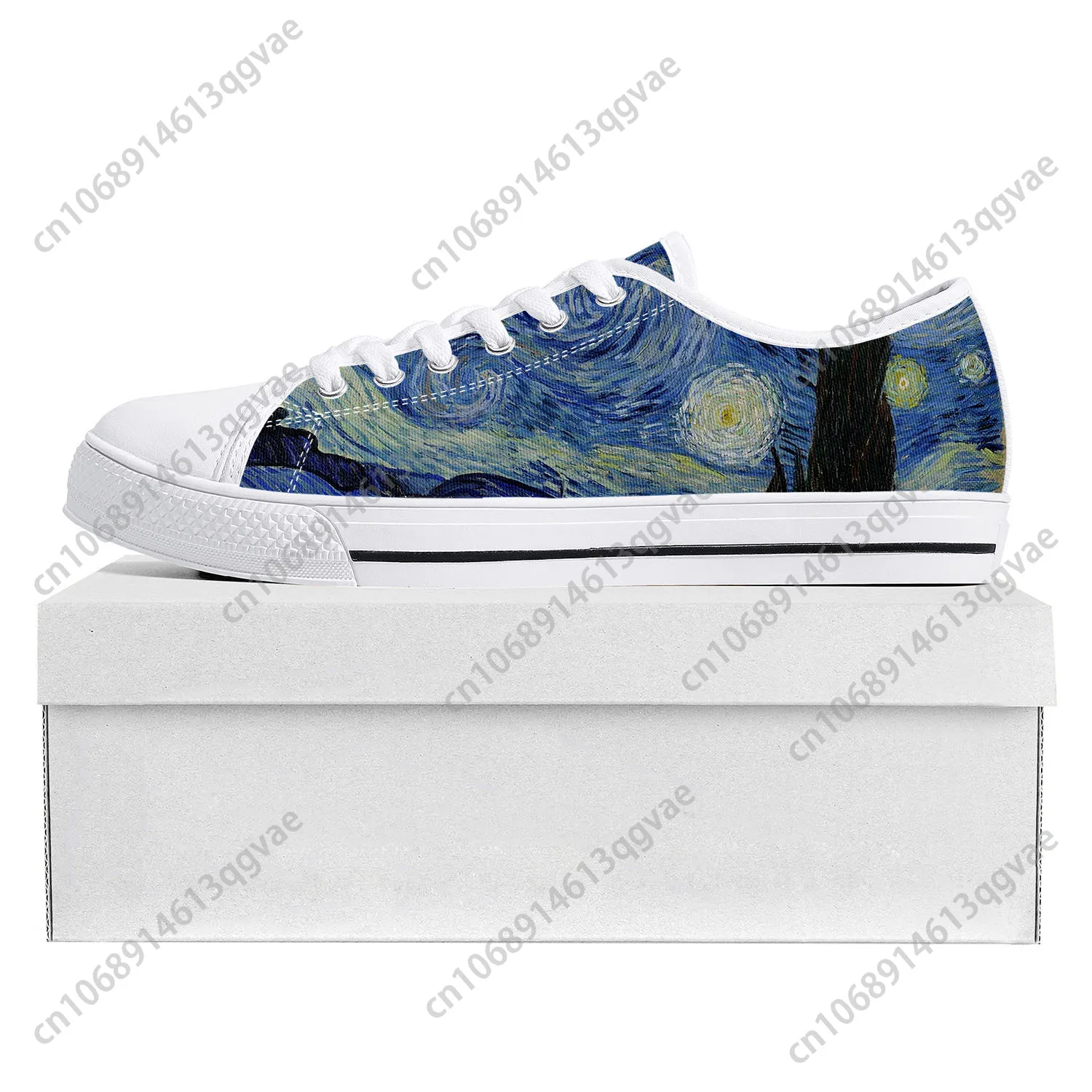 

Van Gogh Oil Paint Starry Night Low Top High Quality Sports Shoes Men Ladies Teenagers Canvas Shoes Couple Custom Shoes
