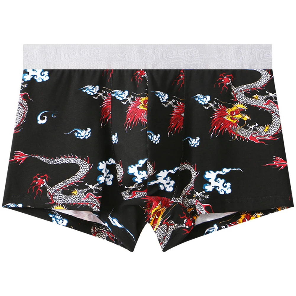 

Mens Cotton Boxer Brief Printed Underwear Middle Waist Convex Pouch Panties Male Lingerie Elastic Breathable Underpants For Boys
