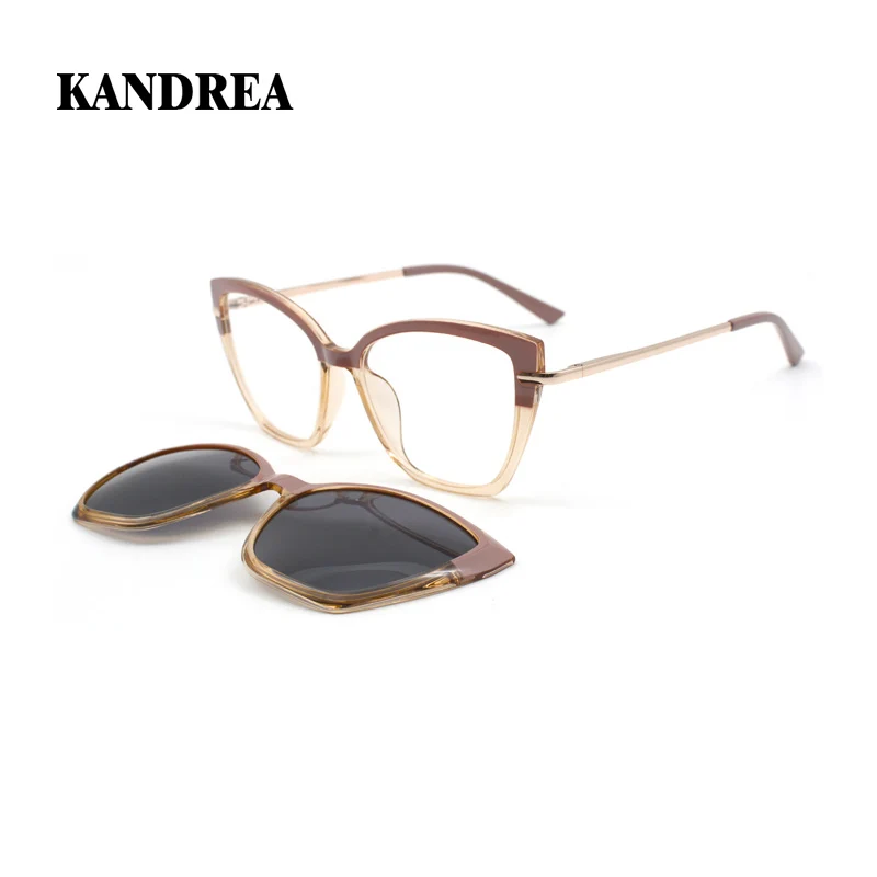

KANDREA Cateye Fashion New Style Clip On Polarized Sunglasses Vintage Brand Design Sun Glasses Myopia Eyeglasses Frame H806