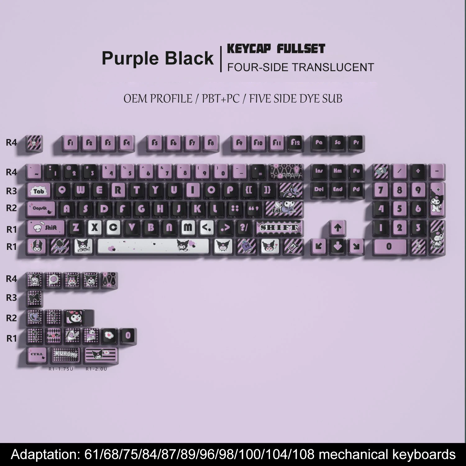 

122 Keys Cartoon Dye Sublimation PBT Keycap OEM Profile Translucent Pudding PC Keycaps for Cherry Gateron MX Switches Keyboards