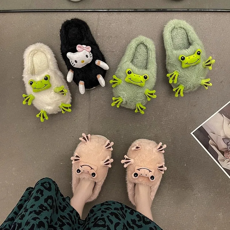Cute Interesting Thick Base Plush Slippers Female External Penetration 2023 New Autumn Winter Dormitory Antiskid Cotton Slippers 
Cute Interesting Thick Base Plush Slippers Female External Penetration 2023 New Autumn Winter Dormitory Antiskid Cotton Slippers