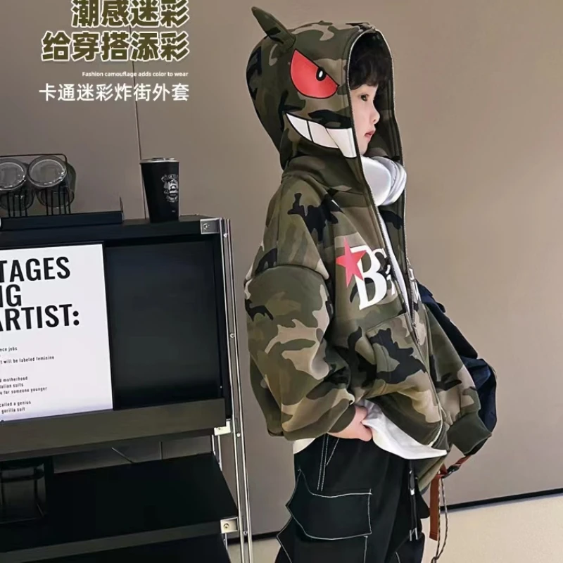 Spring and Autumn Boys' Loose Relaxed Hooded Coat 2023 New Cartoon Camo Jacket Top Children's Clothing
Spring and Autumn Boys' Loose Relaxed Hooded Coat 2023 New Cartoon Camo Jacket Top Children's Clothing