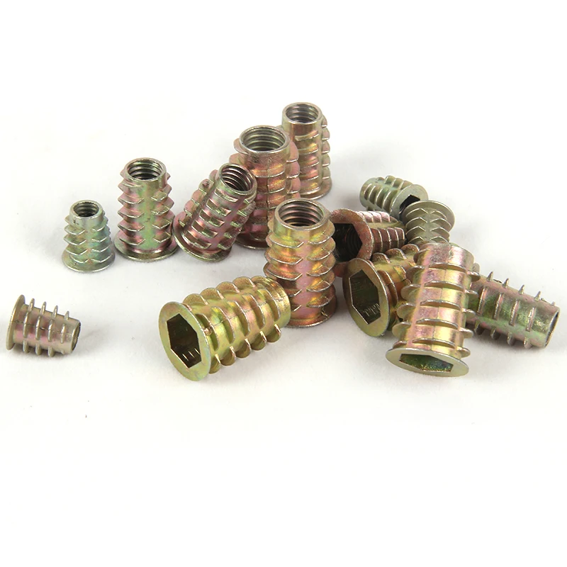 

200Pcs M4 M5 M6 M8 Zinc Alloy Thread For Wood Insert Nut Flanged Hex Drive Head Furniture Nuts