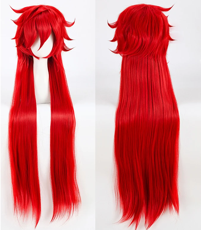 

Kuroshitsuji Black Butler Grell Sutcliff Cosplay Wigs 100cm/39“inch Long Red Straight Heat Resistant Synthetic Hair Wig