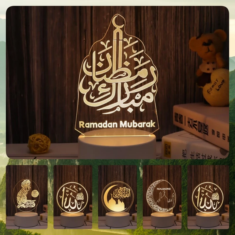 Eid Mubarak 3D Acrylic LED Night Lights Ramadan Decorations for Home Bedroom Creative Table Bedside Lamp Valentine's Day Gifts
Eid Mubarak 3D Acrylic LED Night Lights Ramadan Decorations for Home Bedroom Creative Table Bedside Lamp Valentine's Day Gifts
