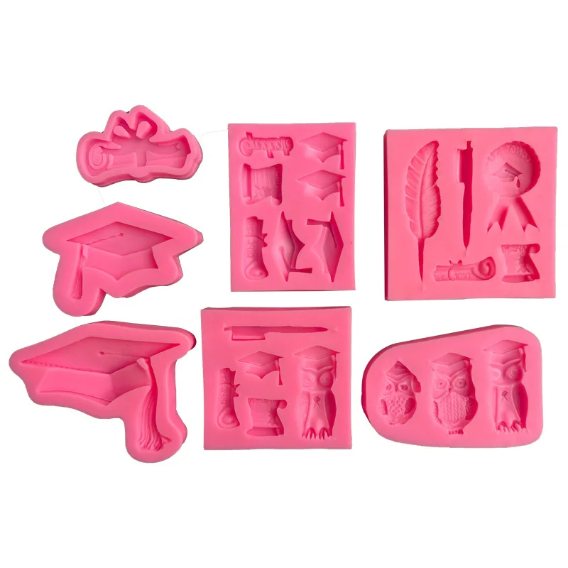 

Graduation Series Silicone Mold Doctor Hat Shapes Fondant Cake Decoration Molds Chocolate Biscuit Making Tools Baking Accessorie