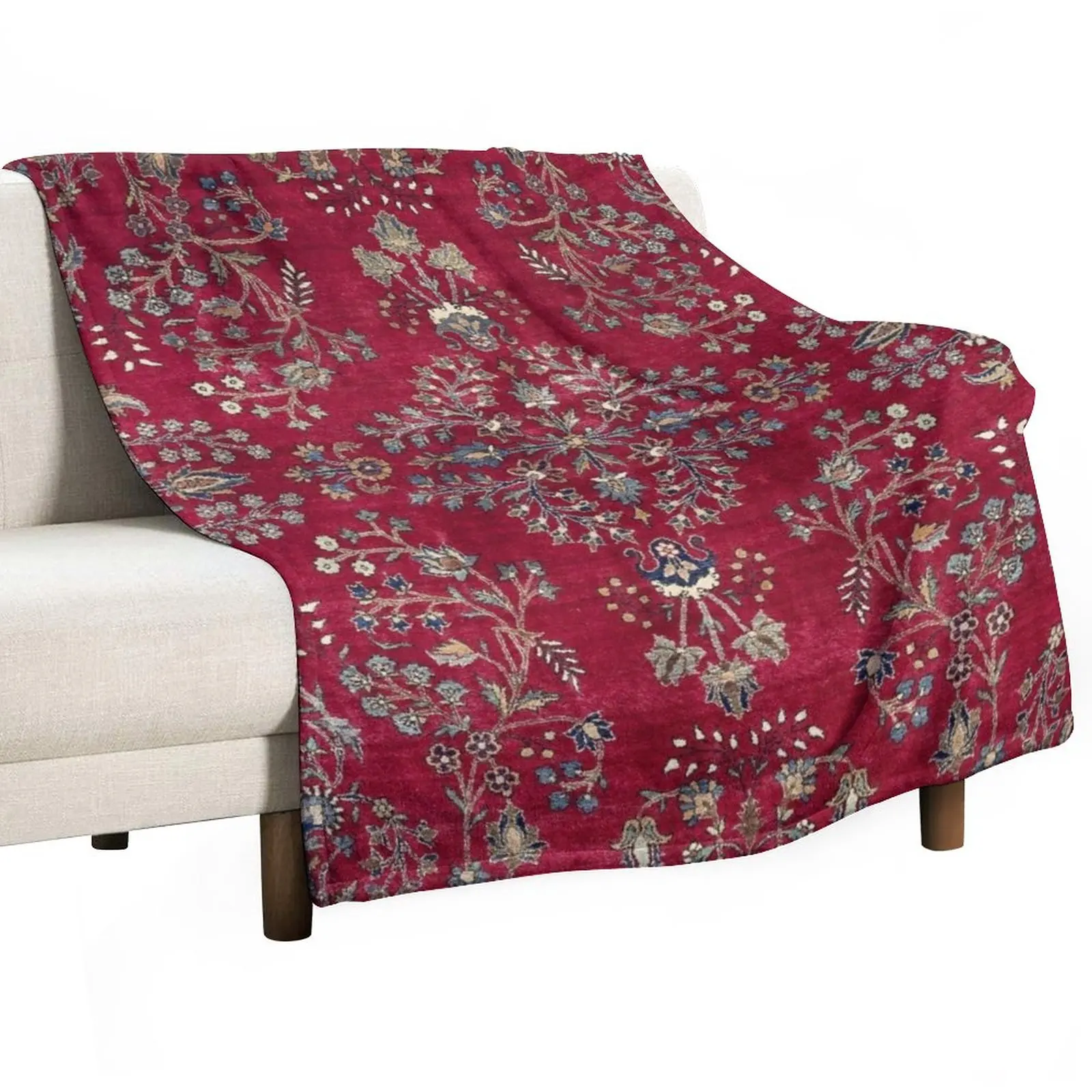 

Kashan Central Persian Silk Rug Print Throw Blanket Giant Sofa Blanket Blankets Sofas Of Decoration Sofa Blankets Furry Blanket
