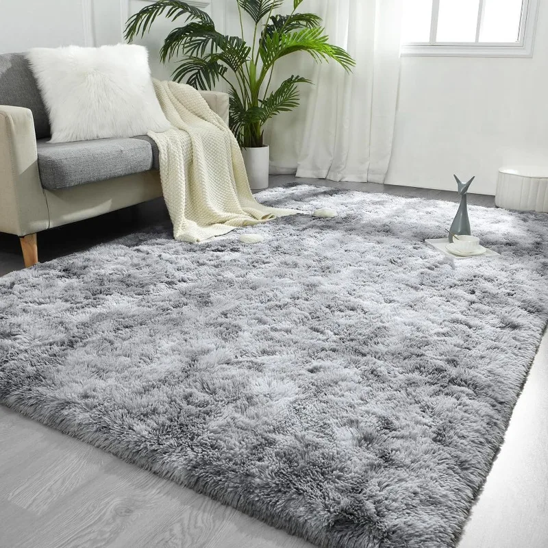 

Feet Large Area Rugs, Tie-Dyed Light Grey Shaggy Rug Fluffy Throw Carpets, Ultra Soft Plush Modern Indoor Fuzzy Rugs