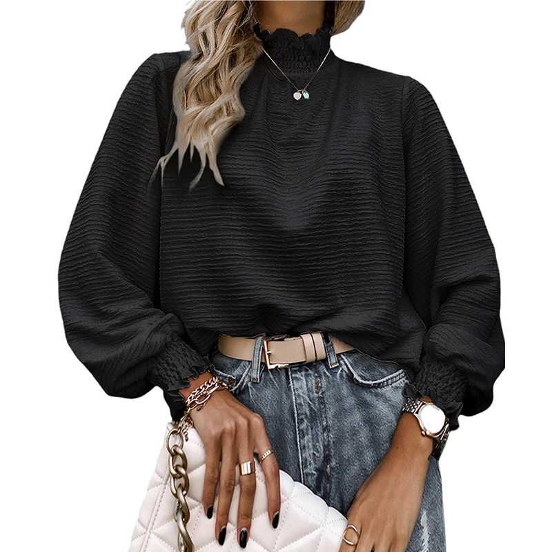 2023 New Women Clothing Long Sleeve Shirt Spring/Summer Thin High Collar Ruffled Lantern Sleeve Pullover White Cotton T-shirt
2023 New Women Clothing Long Sleeve Shirt Spring/Summer Thin High Collar Ruffled Lantern Sleeve Pullover White Cotton T-shirt