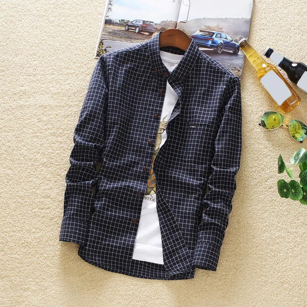 Men Plaid Shirt Long-sleeve Plaid Shirt Plaid Print Men's Slim Fit Long Sleeve Shirt Comfortable Button-collar Top with Patch
Men Plaid Shirt Long-sleeve Plaid Shirt Plaid Print Men's Slim Fit Long Sleeve Shirt Comfortable Button-collar Top with Patch