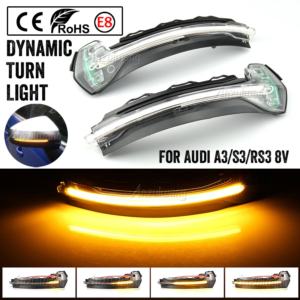 

Dynamic Turn Signal LED Side Wing Rearview Mirror Indicator Blinker Repeater Light For Audi A3 8V S3 RS3 2013-2020