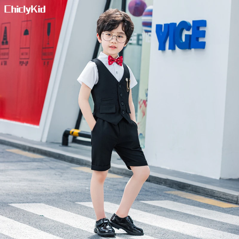 Summer Kids Vest Shirt Shorts Formal Dress Suit Boys Waistcoat Wedding Clothes Sets Child Uniforms Outfit Toddler Tuxedo Costume 
Summer Kids Vest Shirt Shorts Formal Dress Suit Boys Waistcoat Wedding Clothes Sets Child Uniforms Outfit Toddler Tuxedo Costume