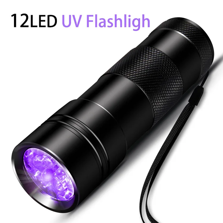 

12LED Purple Light Flashlight UV Money Check Lamp 395 Fluorescent Detection Mini Scorpion Lamp