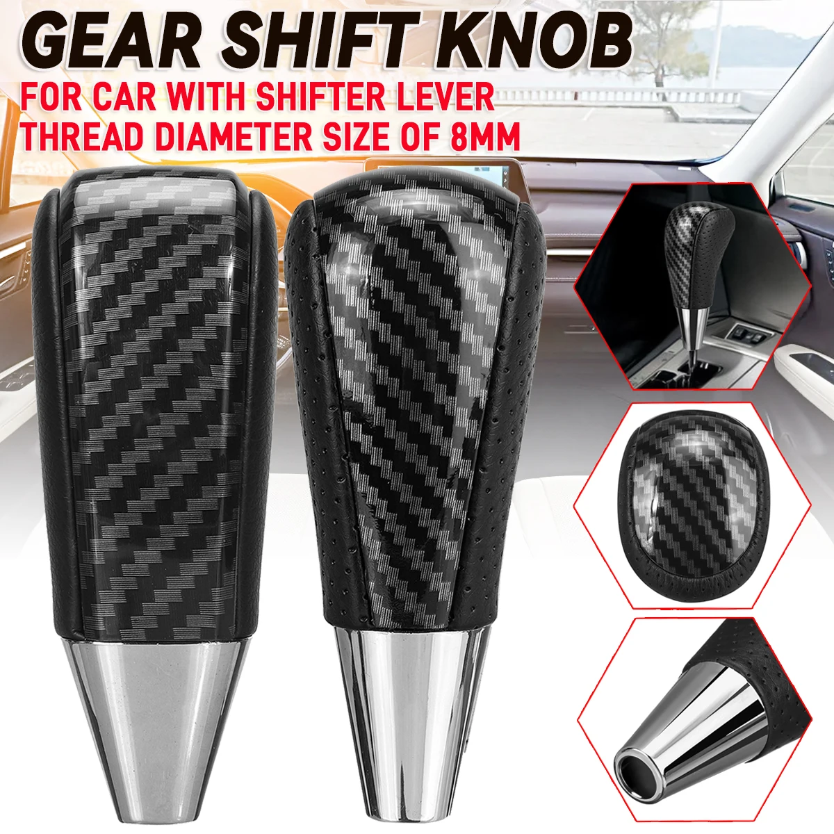 

8mm x 1.25 Car Shift Lever Knob PU Leather Car Gear Shift Knob For Toyota Tacoma Camry Venza For Lexus IS GS LS RX ES
