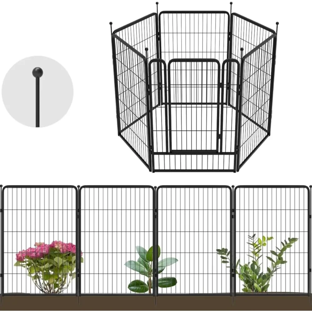 

Decorative Garden Metal Fence Temporary Animal Barrier for Yard 13.35'(L)×40"(H) 5 Panels+1 Gate Black Freight Free Storage Shed