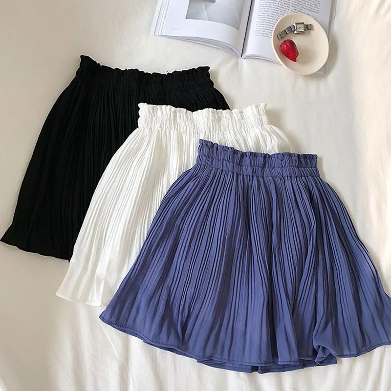 Kawaii Chiffon Pleated Mini Skirt Women Summer Casual Elastic Waist Black Skirts Female Korean High Waist A Line Short Skirt
Kawaii Chiffon Pleated Mini Skirt Women Summer Casual Elastic Waist Black Skirts Female Korean High Waist A Line Short Skirt