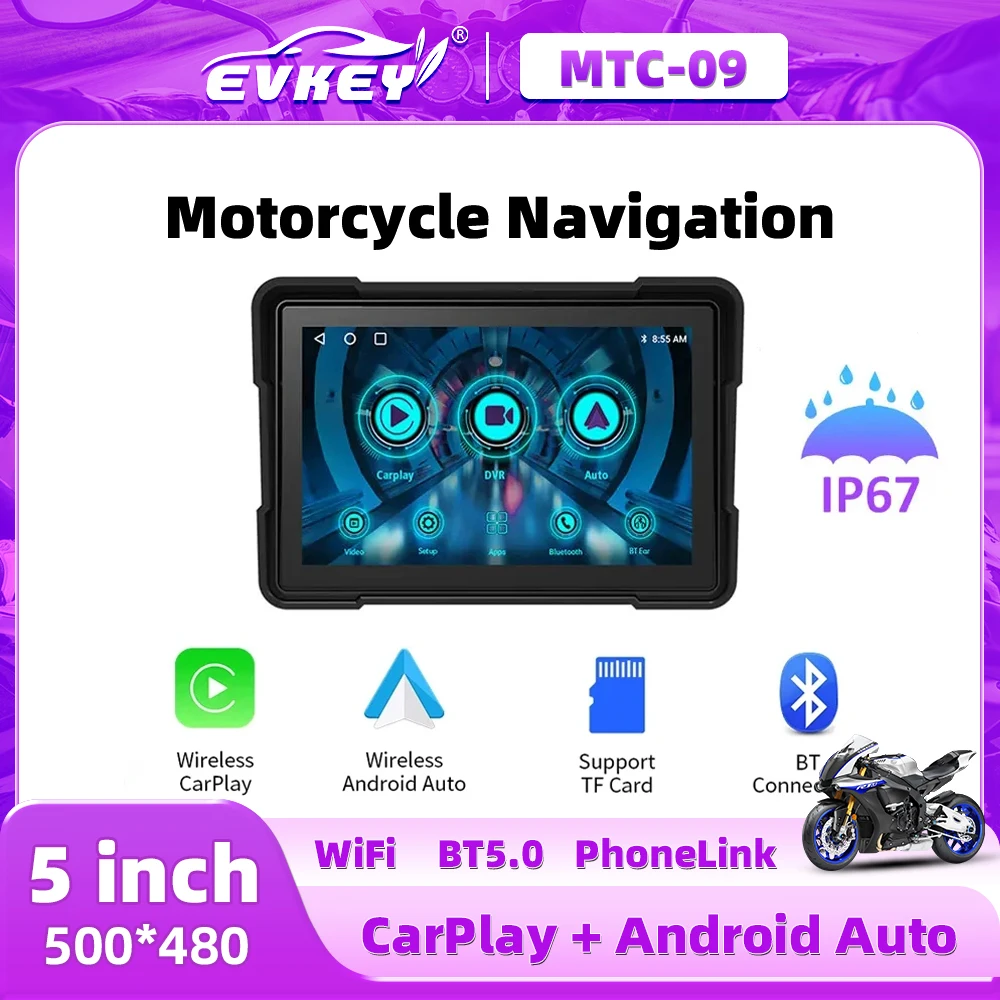 EVKEY 5-дюймовый портативный GPS-навигатор для мотоцикла, Водонепроницаемая передняя и задняя Беспроводная камера Apple CarPlay и Android Auto
EVKEY 5-дюймовый портативный GPS-навигатор для мотоцикла, Водонепроницаемая передняя и задняя Беспроводная камера Apple CarPlay и Android Auto