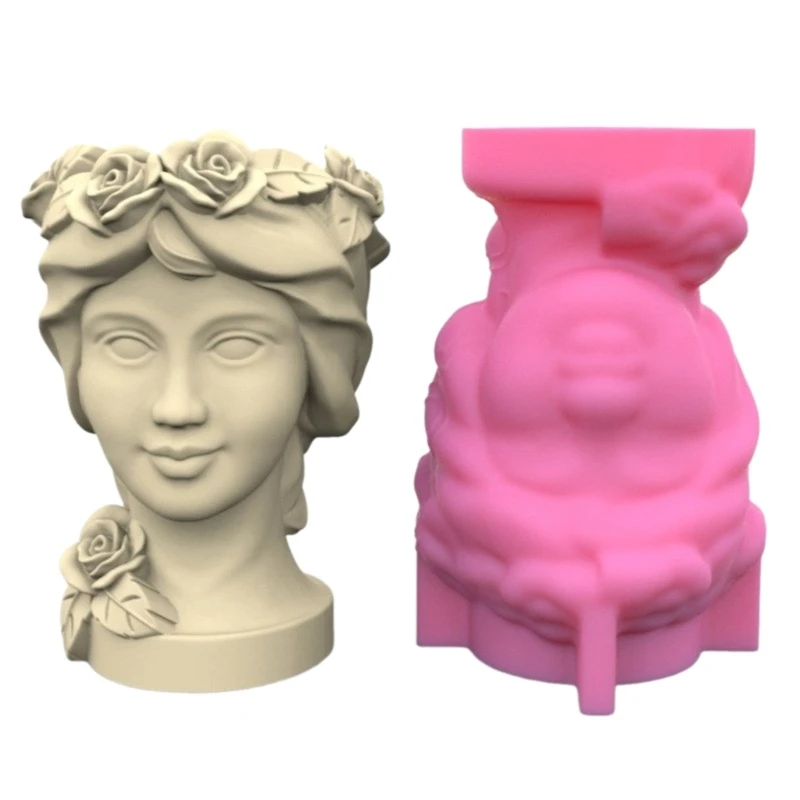 

Easy to Use Silicone Mold Artistic Face Flower Vase Epoxy Molds Succulent Planter Pots Casting Mould Home Decorations