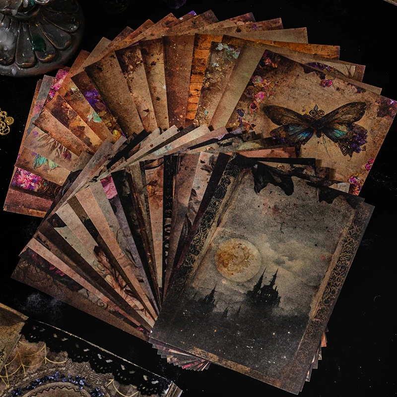 

Yoofun 50 sheets Retro Dark Series Collage Junk Journal Material Book Vintage Magic Creative Scrapbooking Decor Material Papers