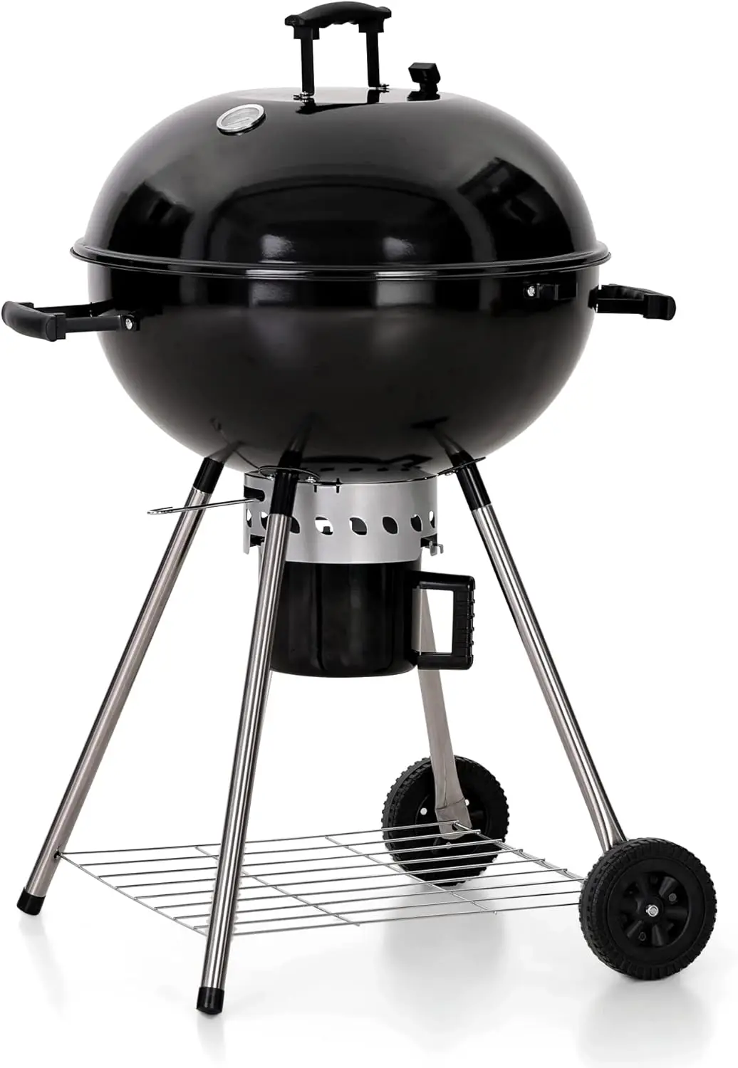 

22" Charcoal Grill, Porcelain-Enameled Lid and Bowl with Slide Out Ash Catcher for BBQ, Patio, Backyard, Picnic, Black