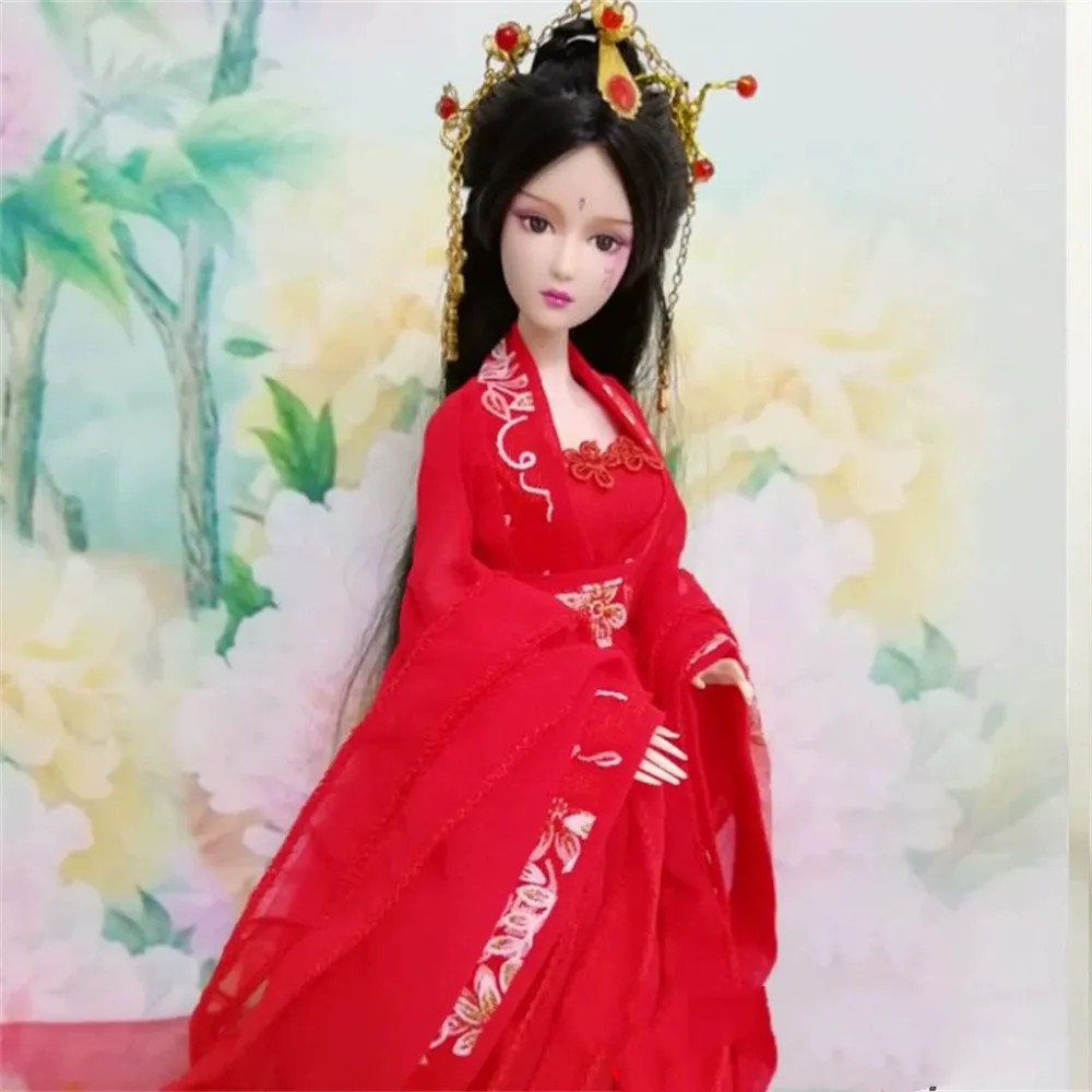 

Customize Long Dress 1/6 Scale Female Hanfu Chinese Ancient Suit Embroidered skirt Clothes Model F 30cm Soldier Action Figure