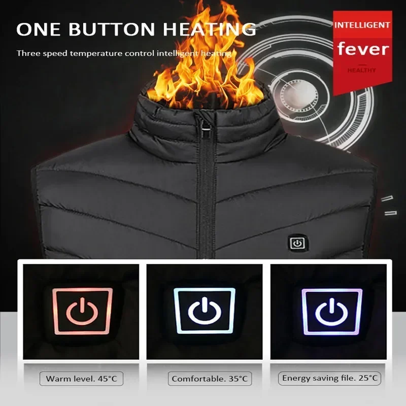 

Pad Clothing Jacket 9 Coat Zones Cotton Waterproof Comfortable Heated Warm Heating Electric Warmer Vest