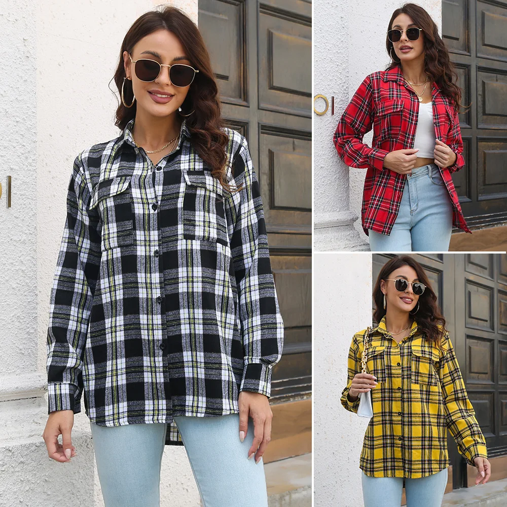 Red Plaid Shirt Milled Long Sleeved Medium Length Loose Elegant Spring and Autumn Season Blouse Women's Tops
Red Plaid Shirt Milled Long Sleeved Medium Length Loose Elegant Spring and Autumn Season Blouse Women's Tops