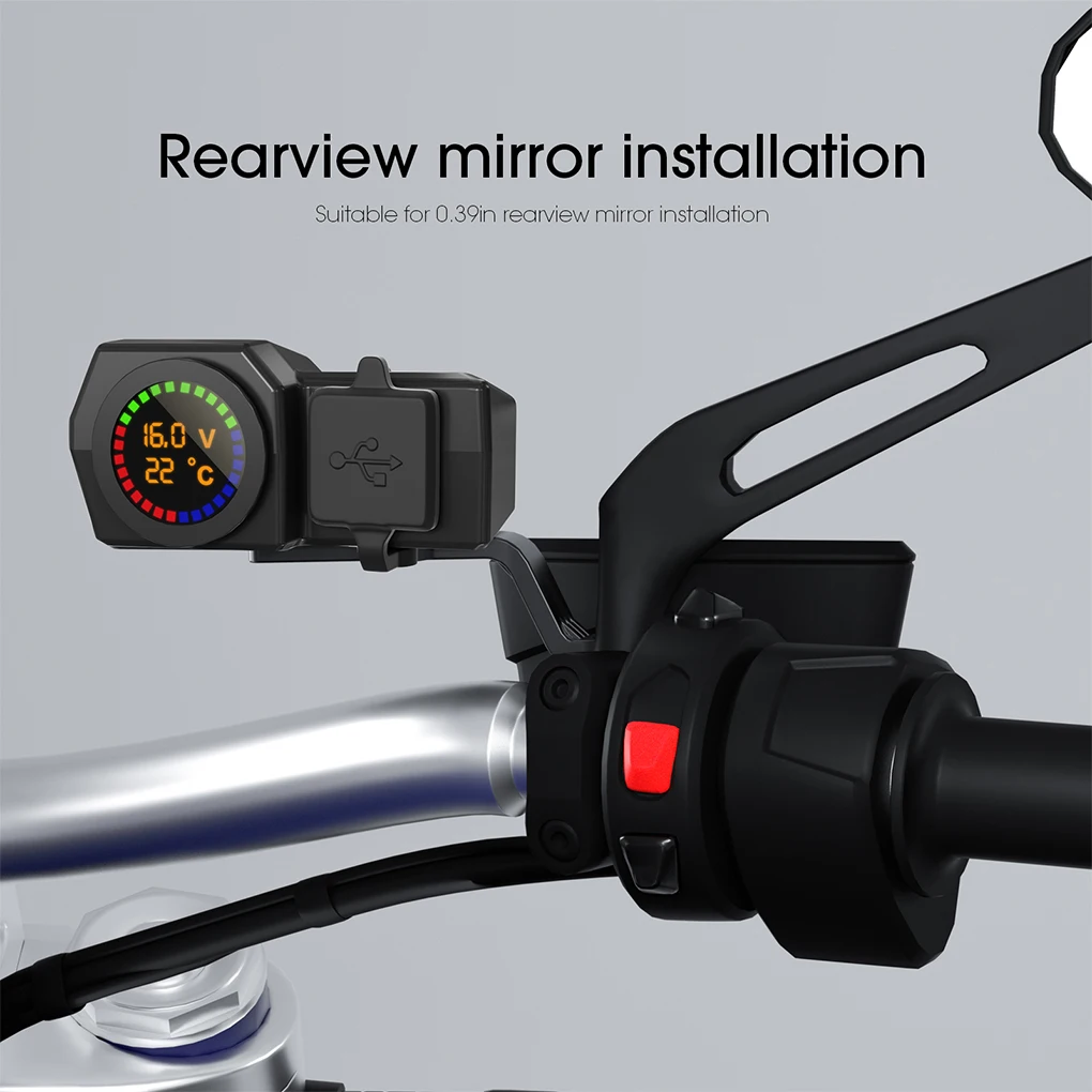Motorbike Double USB Charger Voltage Testing Thermometer Power Socket
Motorbike Double USB Charger Voltage Testing Thermometer Power Socket