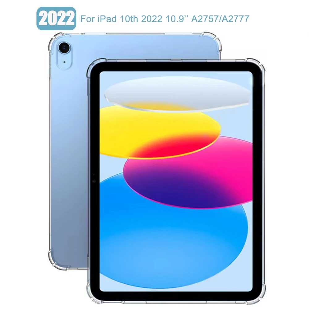 

Shockproof Silicone Case For iPad 10th Gen 10.9'' 2022 A2757 A2777 TPU Flexible Bumper Clear Transparent Back Cover For ipad 10