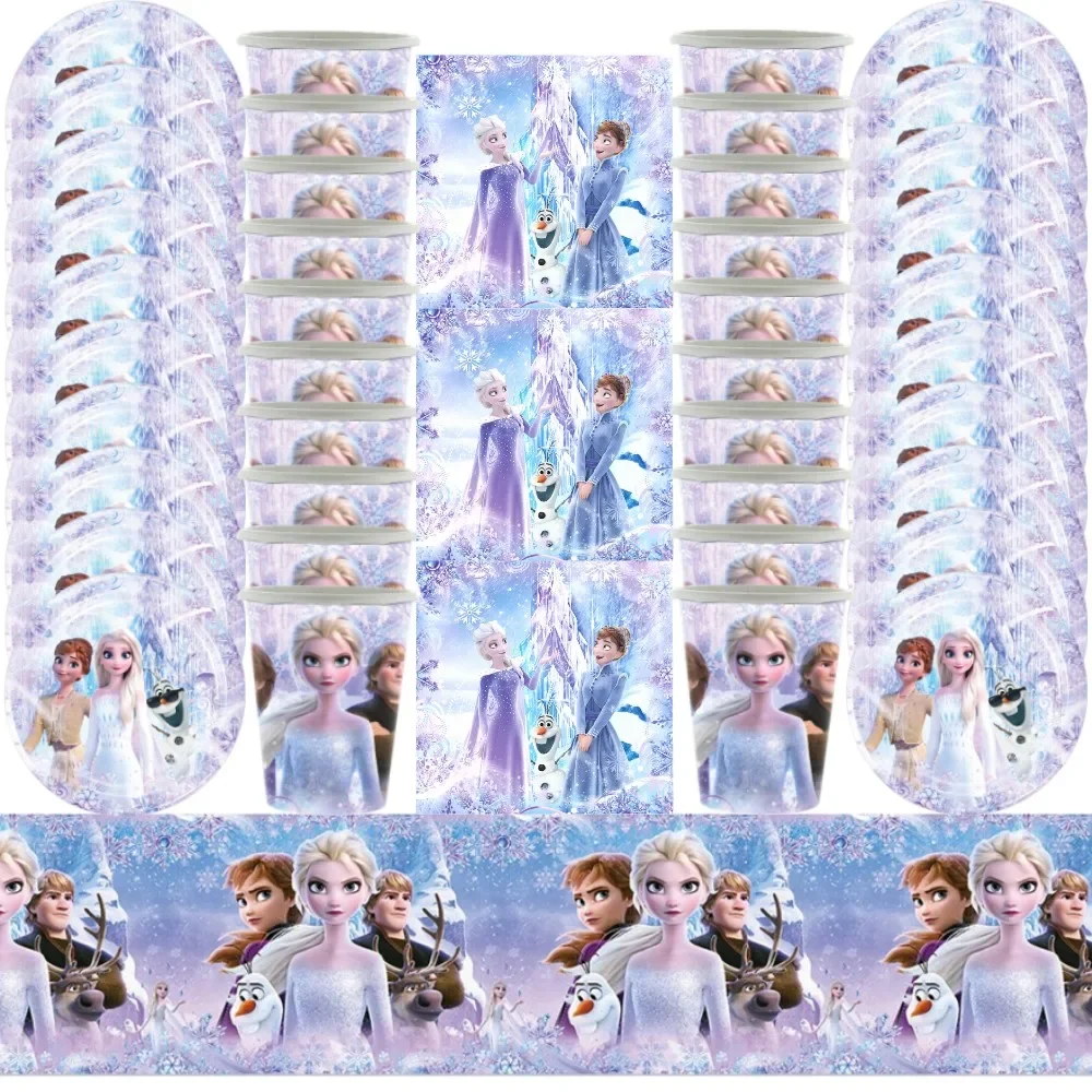 

New Frozen Elsa Anna Party Decorations Snow Queen Theme Tableware Balloon Set Baby Shower Kids Girls Birthday Party Supplies