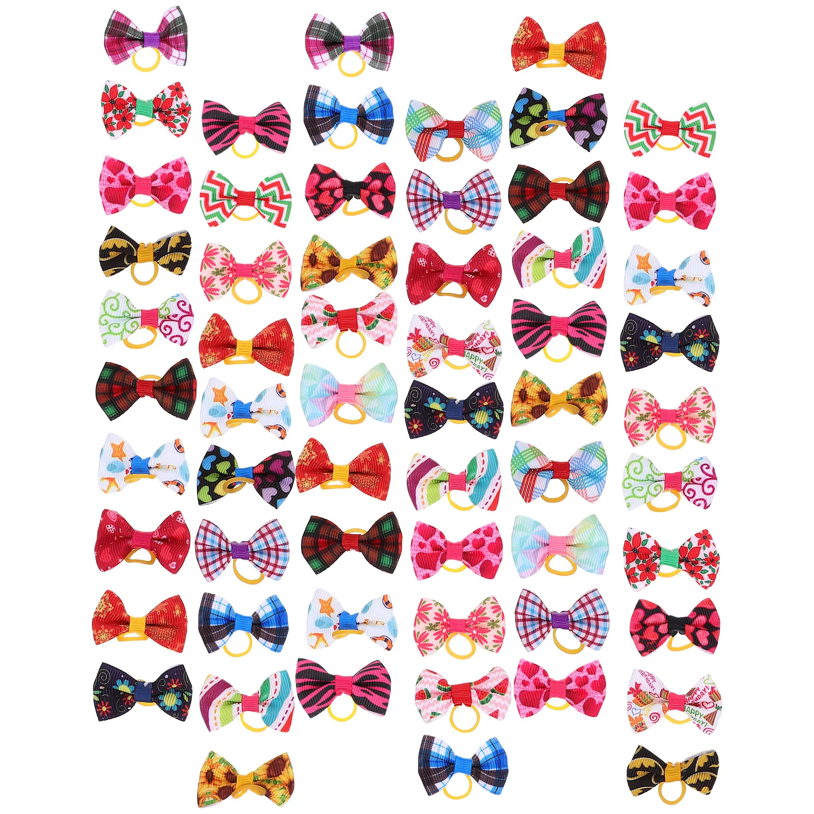 

60 Pcs Pet Head Flower Cat Hair Bows Dog Tie Party Puppy Bands Decorative for Kitten
