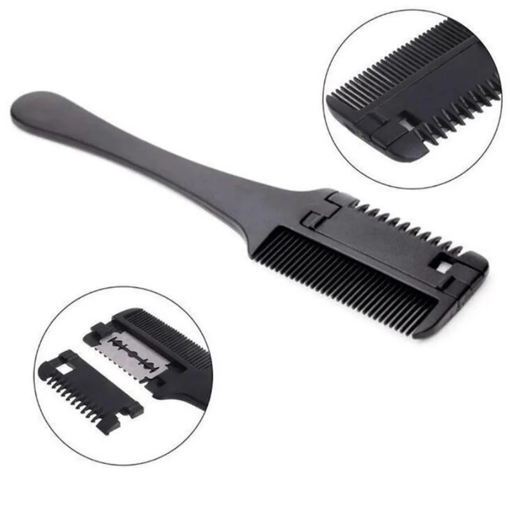 

Black Handle Hair Brushes with Razor Blades Hair Cutting Comb Barber Scissors Hair Salon Thinning Hairdressing DIY Styling Tools