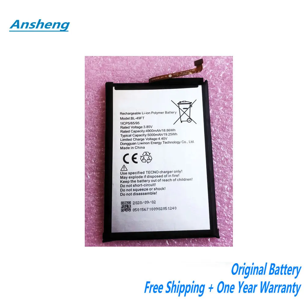 Original 4900mAh BL-49FT Battery For TECNO POP 4 Spark4 (Kcs) KC8 SPARK6go.KE5 / Spark 7 Plus Kf7j Phone
Original 4900mAh BL-49FT Battery For TECNO POP 4 Spark4 (Kcs) KC8 SPARK6go.KE5 / Spark 7 Plus Kf7j Phone