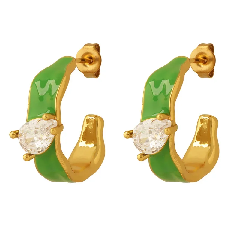 Gift for Women Enamel Drop Earrings Oil Inlaid Zircon High-End Brass Material Geometric Bright Green Eardrop
Gift for Women Enamel Drop Earrings Oil Inlaid Zircon High-End Brass Material Geometric Bright Green Eardrop