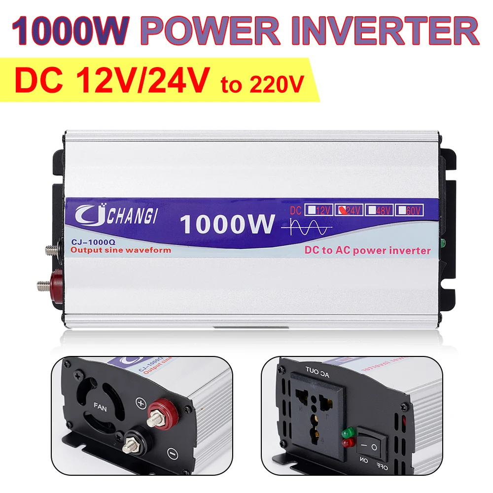 1000W Car Inverter DC 12V 24V To AC 220V Pure Sine Wave Power Voltage Converter Auto Power Inverter Adapter Charger Converter
1000W Car Inverter DC 12V 24V To AC 220V Pure Sine Wave Power Voltage Converter Auto Power Inverter Adapter Charger Converter