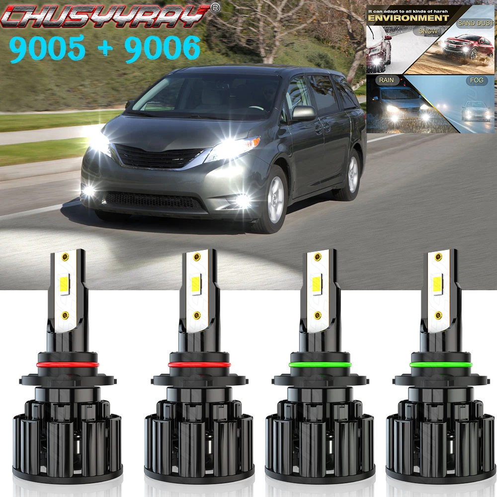 CHUSYYRAY Compatible For Toyota Sienna 2006-2009 4x 9005 9006 Combo LED Headlight high low beam Bulbs Car accsesories luzes
CHUSYYRAY Compatible For Toyota Sienna 2006-2009 4x 9005 9006 Combo LED Headlight high low beam Bulbs Car accsesories luzes
