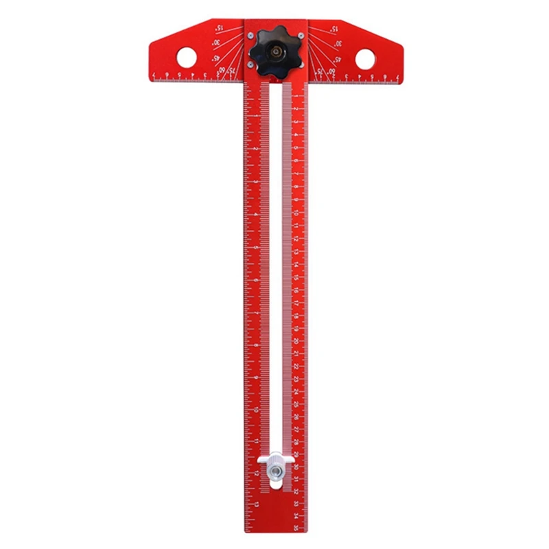 

Woodworking Angle Ruler Multi-Functional T-Type Marking Ruler Drawing Line Marking Ruler Parallel Marking Line Gauge Red