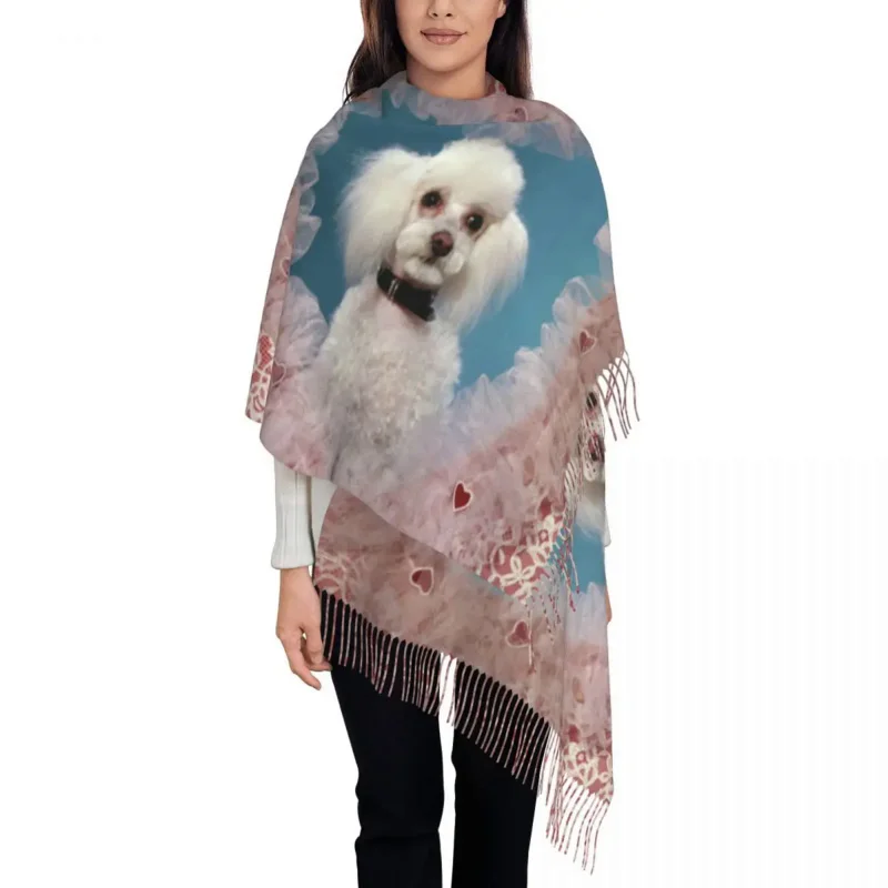 Poodle Dog 1960s In Lacy Valentine Heart Tassel Scarf Women Soft Animal Lover Shawls Wraps Lady Winter Fall Scarves
Poodle Dog 1960s In Lacy Valentine Heart Tassel Scarf Women Soft Animal Lover Shawls Wraps Lady Winter Fall Scarves
