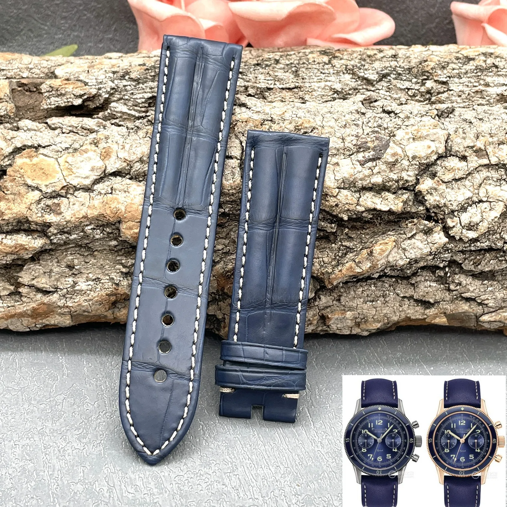 Ремешок из крокодиловой кожи для часов Borper Air Force Command series 12B40 36B40, 22 мм 
Ремешок из крокодиловой кожи для часов Borper Air Force Command series 12B40 36B40, 22 мм