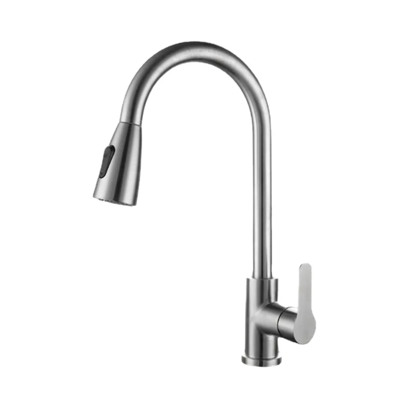 

Kitchen Faucets Brushed Nickel Pull Out Kitchen Sink Water Tap Deck Mounted Mixer Stream Sprayer Head Hot Cold Taps, Easy To Use