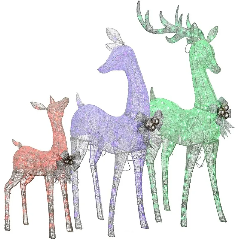 Outdoor Deer Family Decoration Set, Multicolor LED Lights, Plug in, 3 Pieces, Christmas Collection, 36-60 Inches
Outdoor Deer Family Decoration Set, Multicolor LED Lights, Plug in, 3 Pieces, Christmas Collection, 36-60 Inches