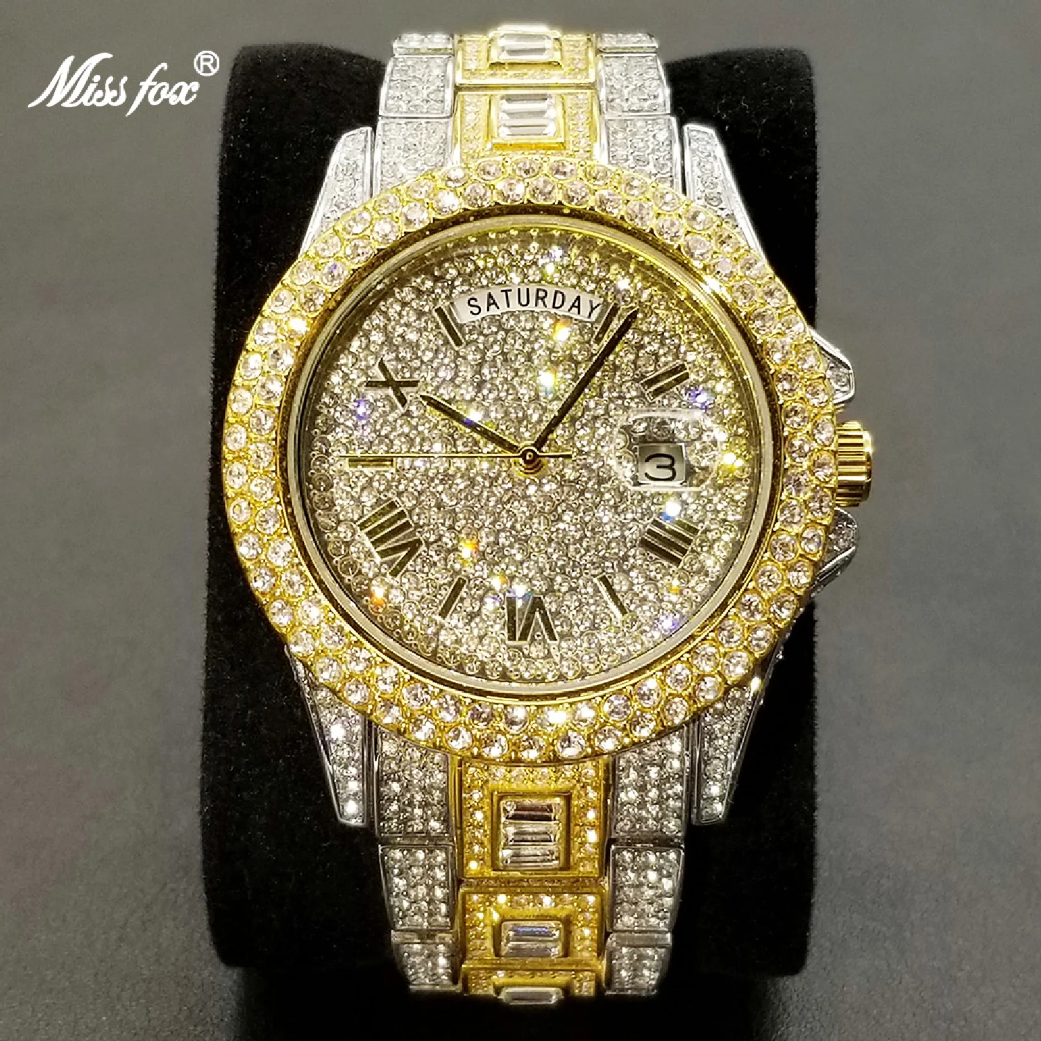 New Ice Out Men's Watches Moissanite Top Selling Dual Calendar Watch Male Waterproof Luxury Steel Day Date Relogio Masculino
New Ice Out Men's Watches Moissanite Top Selling Dual Calendar Watch Male Waterproof Luxury Steel Day Date Relogio Masculino