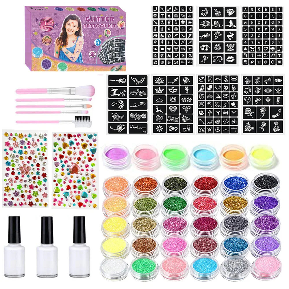 42 Colors Tattoo Make Up Set Waterproof Glitter Tattoo Butterfly or Flower Stickers Halloween Temporary Glitter for Kids Party
42 Colors Tattoo Make Up Set Waterproof Glitter Tattoo Butterfly or Flower Stickers Halloween Temporary Glitter for Kids Party